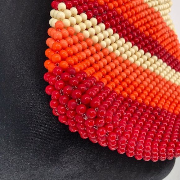 Urban Outfitters Retro Orange Red Cream Beaded Handbag NWT - Picture 4 of 11